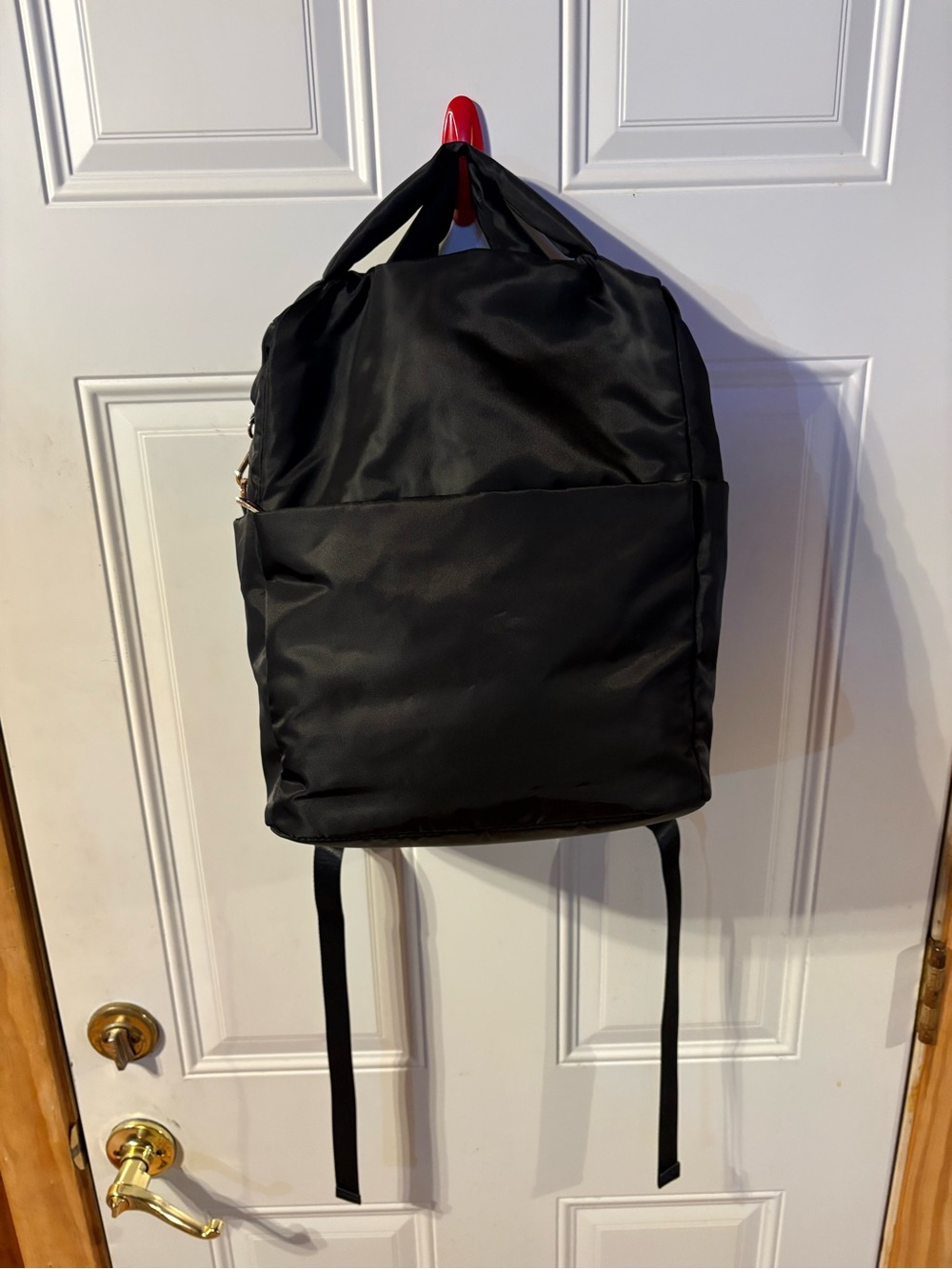 A New Day Black Nylon Backpack Gold Tone Hardware Large Travel Bag